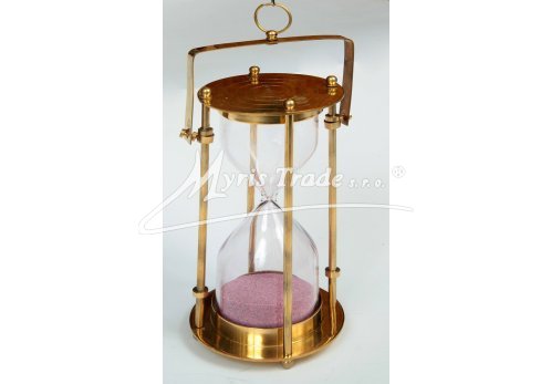 mosazné střední přesýpací hodiny se závěsem - 14,5 cm