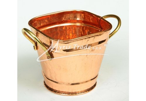 měděný květník malý s mosazí - 8 cm