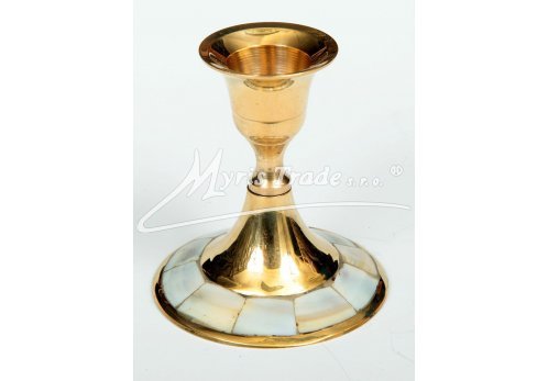 svícen mosazný s perletí - 7,5 cm