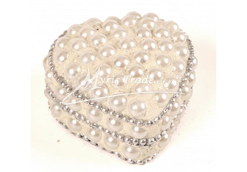 srdce mini, perličkové, bílé - 4,5 cm