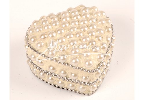 srdce malé, perličkové, bílé  - 5,5 cm
