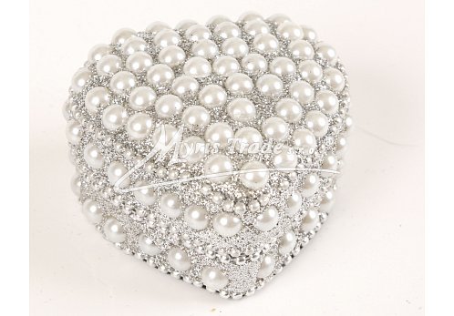 srdce malé, perličkové, stříbrné  - 5,5 cm