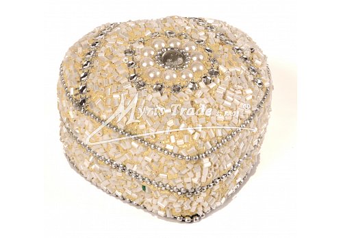 srdce střední, bílo-stříbrné  - 7,5 cm