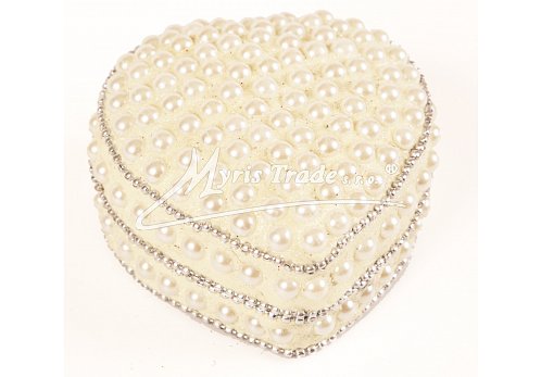 srdce střední, perličky, bílé  - 7,5 cm