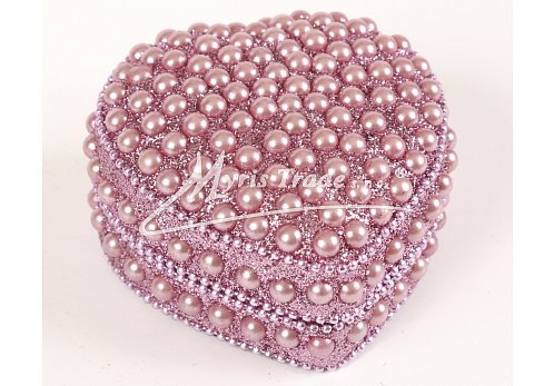 srdce střední, perličky, fialové  - 7,5 cm