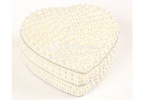srdce velké, perličky, bílé  - 10 cm