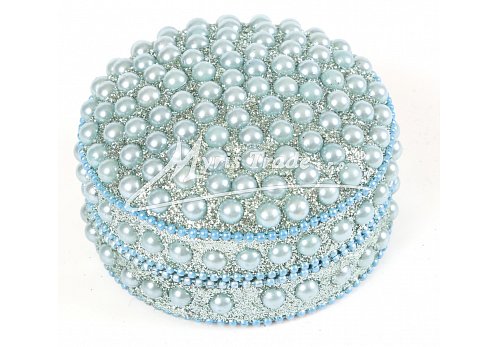 kulatá střední, perličky, tyrkys - 7,5 cm