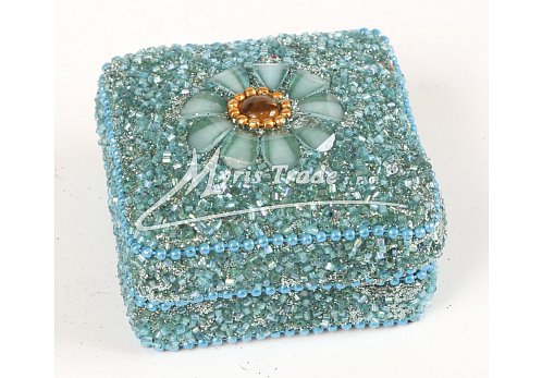 čtvercová krabička, tyrkysová - 5,5 x 5,5 cm