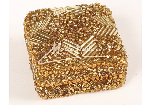 čtvercová krabička,zlatá - 5,5 x 5,5 cm
