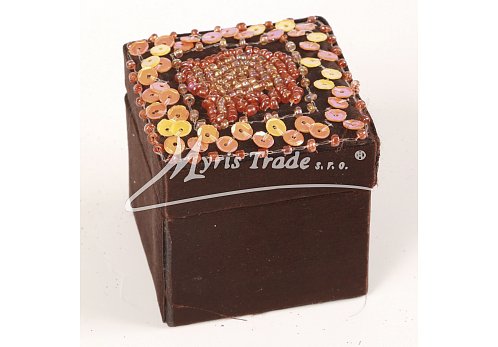 saténová krabička, hnědá - 5 x 5 cm