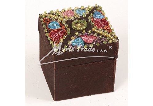 saténová krabička, hnědá - 5 x 5 cm