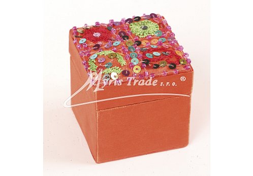 saténová krabička, oranžová - 5 x 5 cm