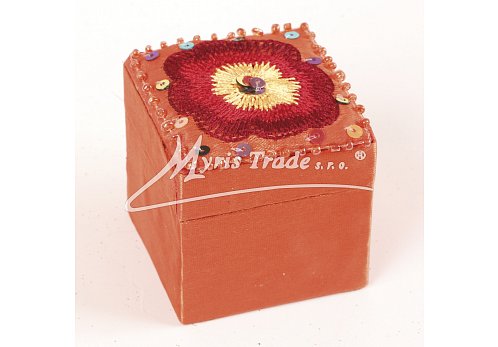 saténová krabička, oranžová - 5 x 5 cm