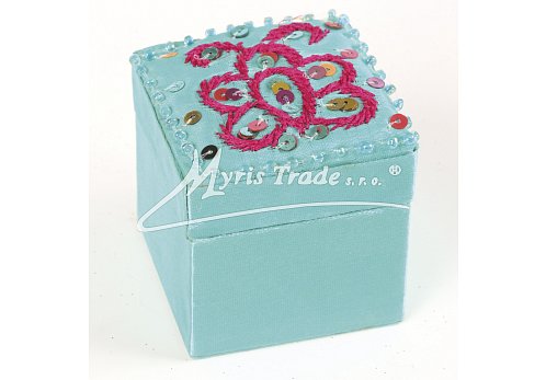 saténová krabička, světle tyrkysová - 5 x 5 cm