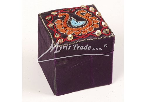 saténová krabička, tmavě fialová - 5 x 5 cm