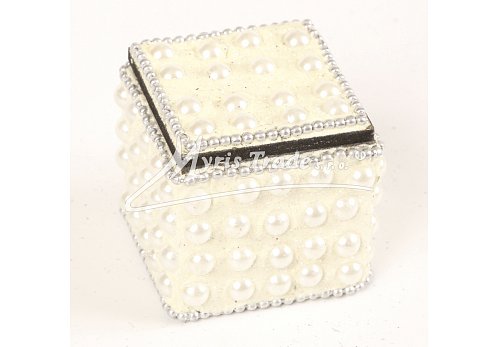 mini krabička, perličky, bílá - 4 x 4 cm