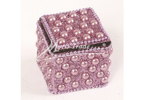 mini krabička, perličky, fialová - 4 x 4 cm
