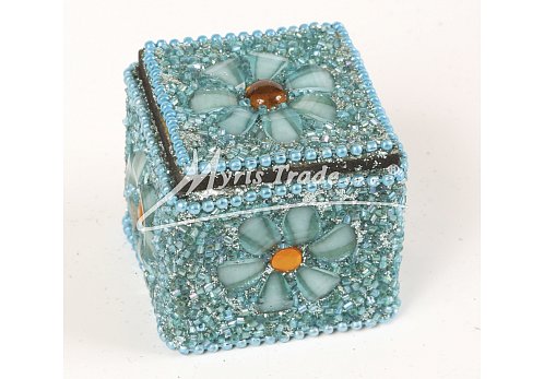 mini krabička, tyrkysová - 4 x 4 cm