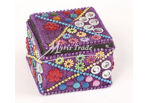 čtvercová krabička, fialová - 5,5 x 5,5 cm