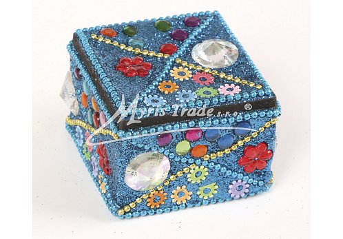 čtvercová krabička, modrá - 5,5 x 5,5 cm