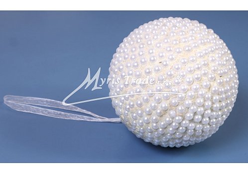 koule větší - perličky-bílá,  9 cm