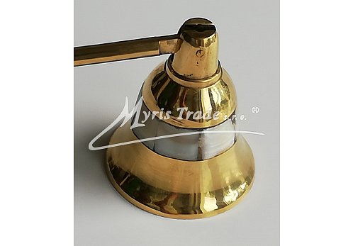 mosazné zhasínátko s perletí a dřevěnou rukojetí