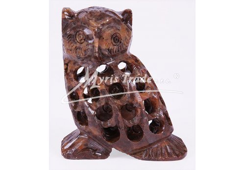 sova vyřezávaná lakovaná - 11 cm