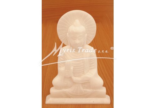 BUDDHA z bílého mramoru - 15 cm