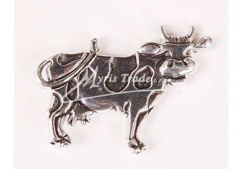 kovový postříbřený větší magnet - kravička
