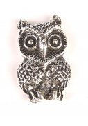 kovový postříbřený magnet - sova