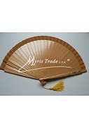 vějíř dřevěný vykládaný kamínky - zlatý