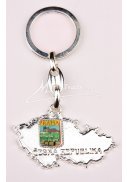 klíčenka s motivem Prahy a obrysem ČR