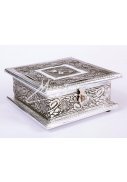 tepaná stříbrná krabice 14,5 x 14,5 x 7