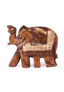 dřevěný magnet - slon tmavý, zdobený