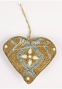 srdce - zlatomodré - paví,  11 cm