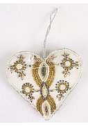 srdce - bílo-zlaté,  11 cm
