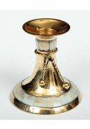 svícen mosazný s perletí - 8 cm