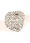 srdce mini, perličkové, bílé s kamínky - 4,5 cm
