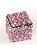 mini krabička, perličky, fialová - 4 x 4 cm