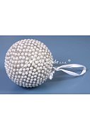 koule větší - perličky-sříbrná,  9 cm