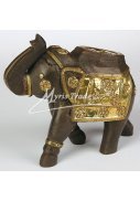 slon dřevěný - zdobený mosazí