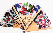 vějíře - přírodní dřevo a textil