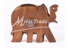 dřevěný magnet - slon tmavý, zdobený