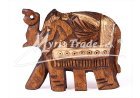 dřevěný magnet - slon tmavý, zdobený