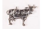 kovový postříbřený větší magnet - kravička